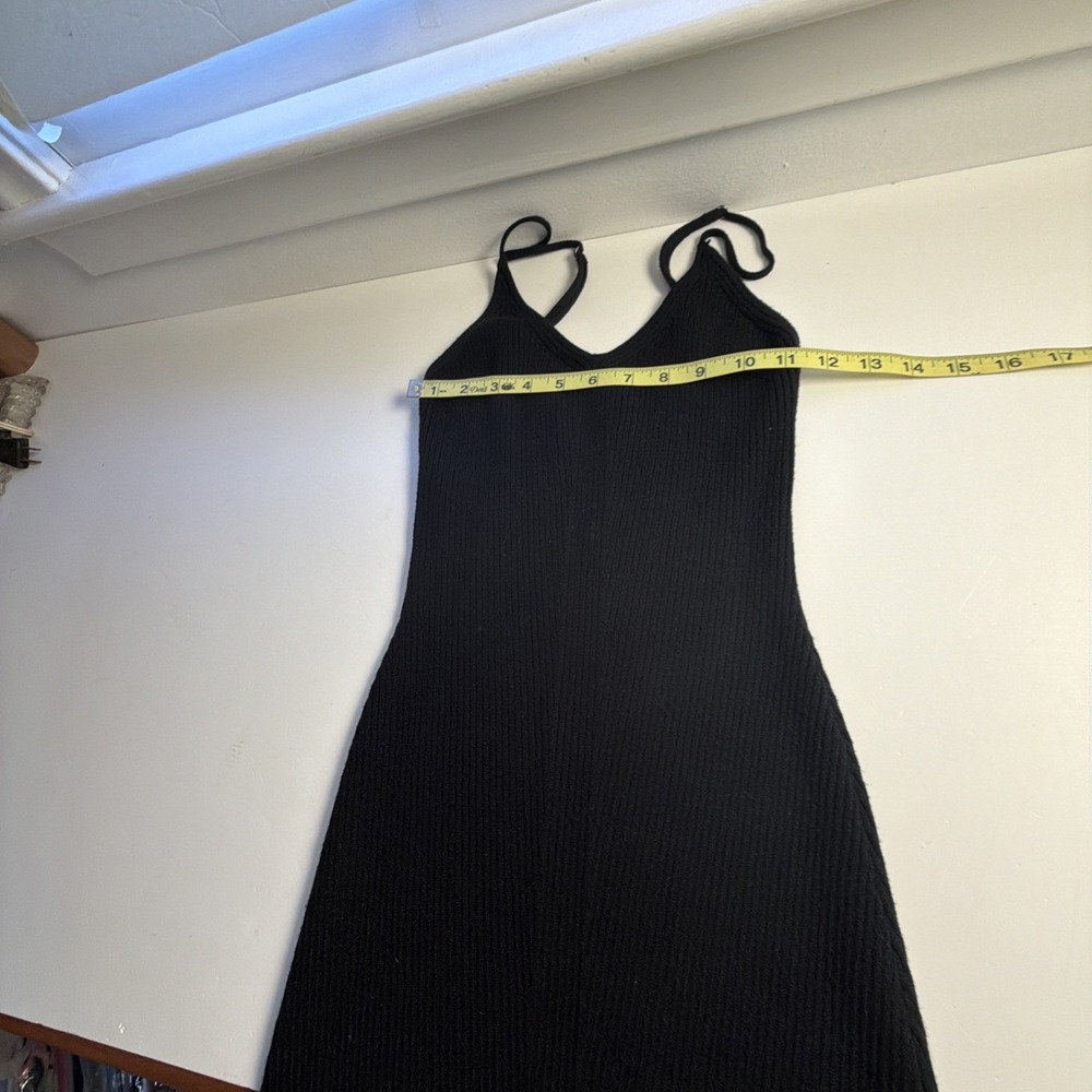 Abercrombie and Fitch Seamless Rib Knit Midi Dress Knee Length Black Sz XS - Picture 5 of 6